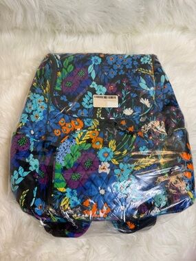 Vera Bradley Double Zip Backpack Retired Midnight Blues Floral Pattern NEW